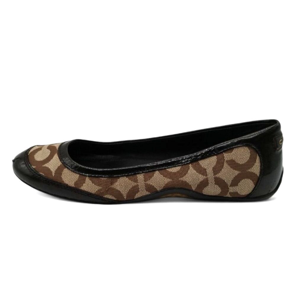 Coach Size 8 Light Brown Khaki Signature Canvas Ballet Flats F007/F09 - Picture 6 of 13